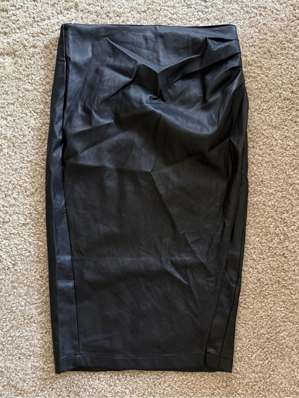 Shinestar Black Vegan Leather Pencil Skirt y2K Large